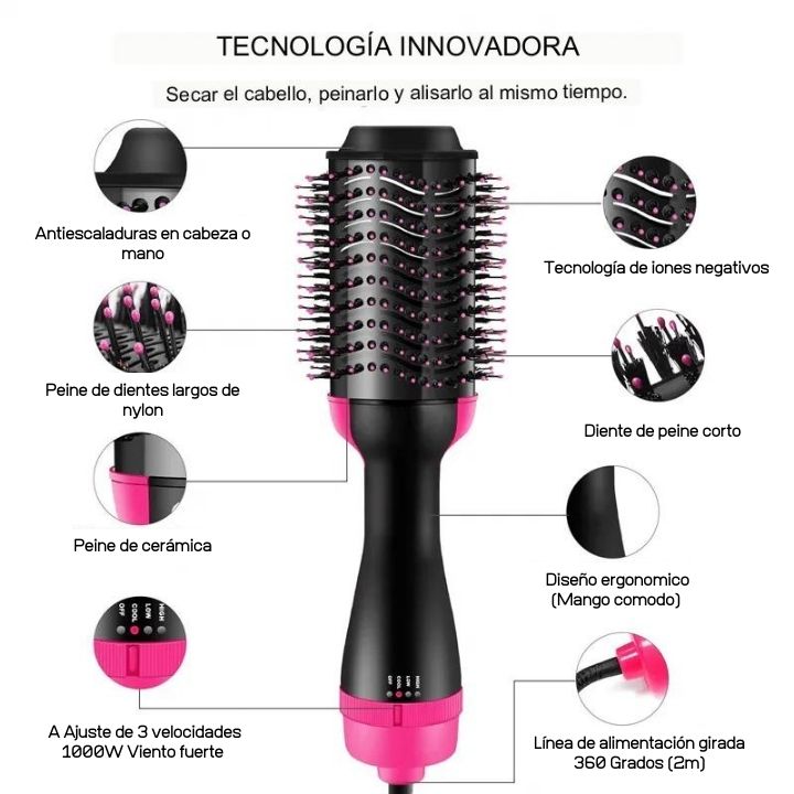 Magic Styling Brush™ 3 en 1: Secador, Estilizador y Peine de Aire Caliente